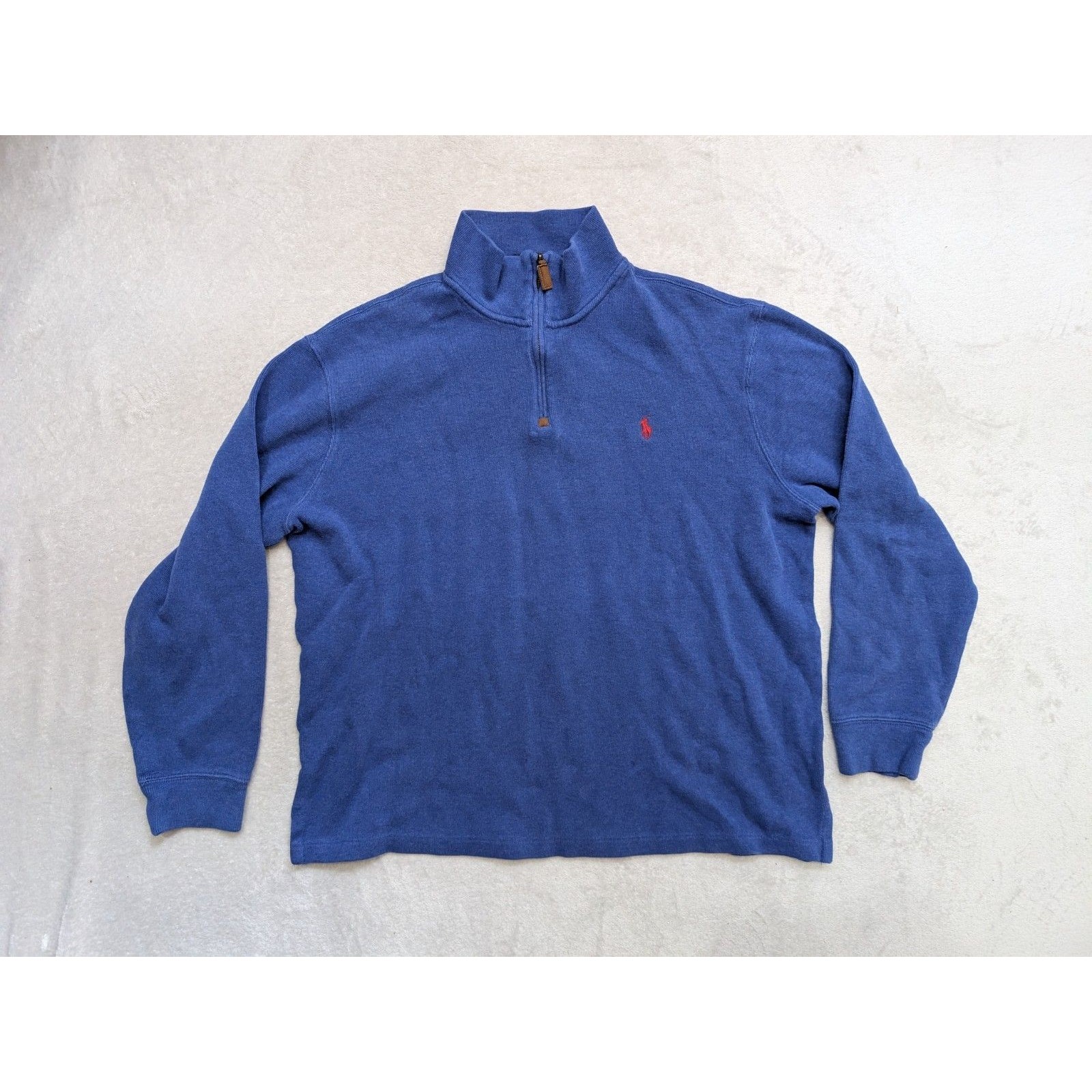 Polo Ralph Lauren Mens Size Large L Blue Quarter Zip Sweater Long Sleeve